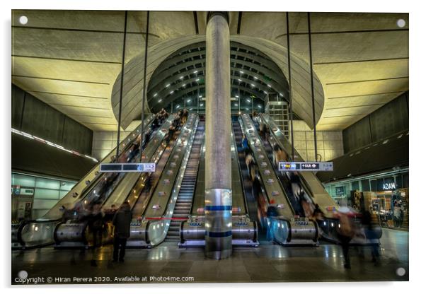 Escalators at Canary Wharf Station Acrylic by Hiran Perera