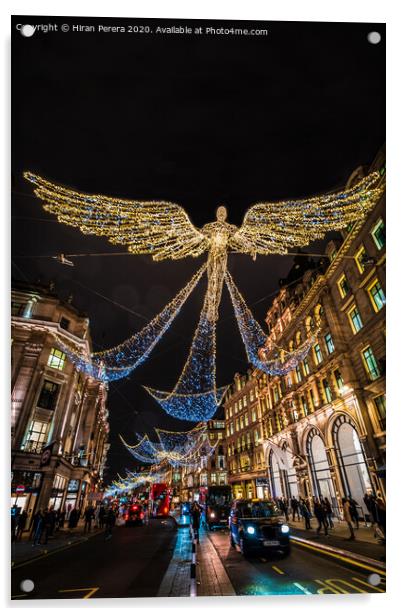 London Christmas Lights, Flying Angel Acrylic by Hiran Perera