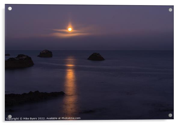 Serene Moonset Over the North Sea Acrylic by Mike Byers