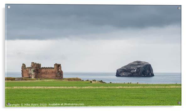 Tantallon Castle and Bass Rock Acrylic by Mike Byers