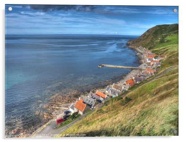 Crovie Village Calm Seas North East Scotland  Acrylic by OBT imaging