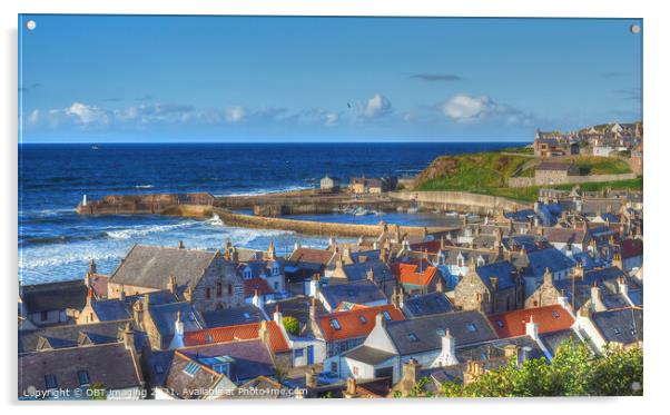 Cullen Harbour and Seatown Scotland Late Summer Light Acrylic by OBT imaging