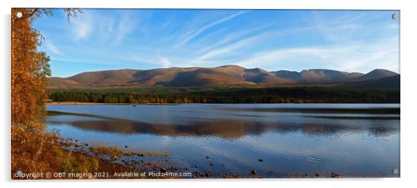 Loch Morlich Autumn Reflection Cairngorm Mountains Highland Scotland Acrylic by OBT imaging