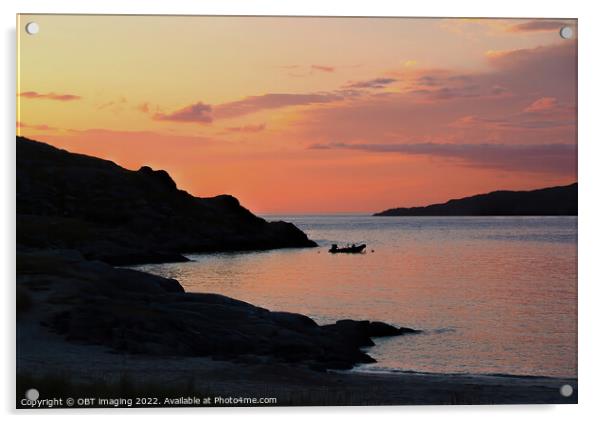 Achmelvich Bay Sunset Assynt Highland Scotland Last Boat Run Acrylic by OBT imaging