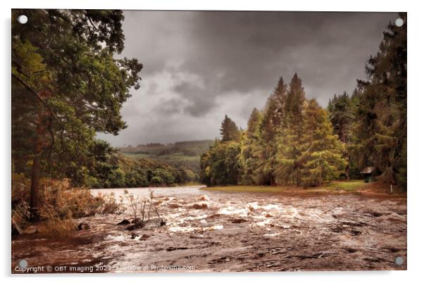 River Rising The River Spey At Tamdhu Speyside Acrylic by OBT imaging