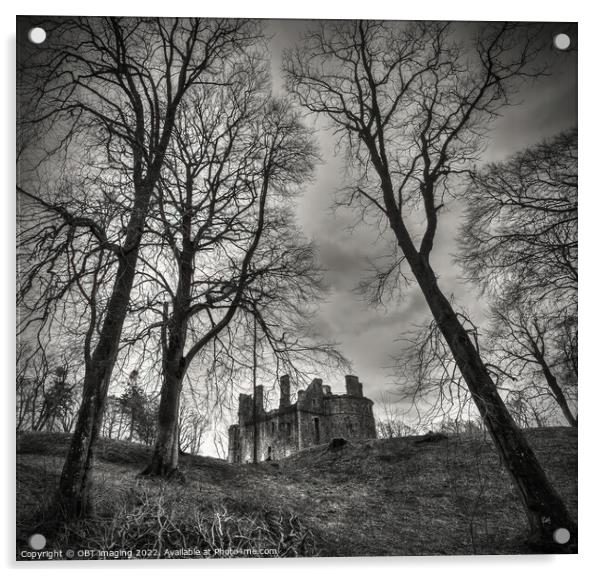 Huntly Castle Morayshire Scotland Monochrome Other Side Acrylic by OBT imaging