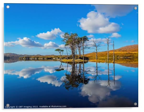 Loch Assynt Autumn Reflection West Highland Scotla Acrylic by OBT imaging