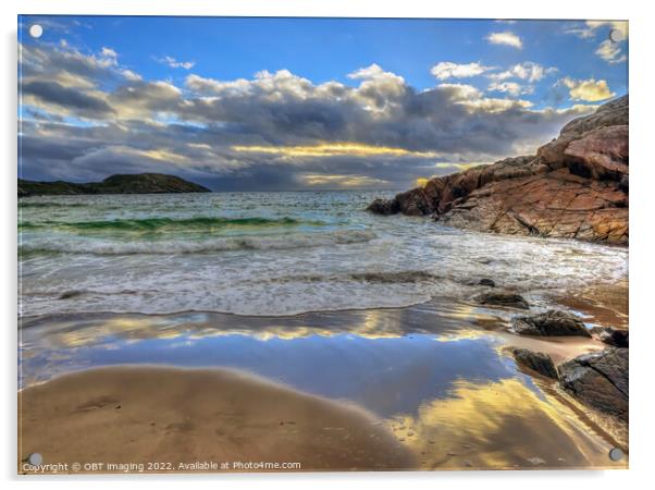 Achmelvich Bay Assynt Late Evening Wave Light Storm Clearing Acrylic by OBT imaging