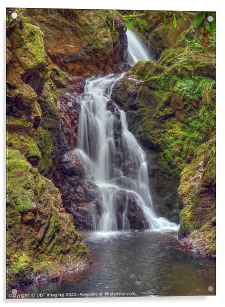 Waterfall Deep In The Forest Scottish Highlands Acrylic by OBT imaging