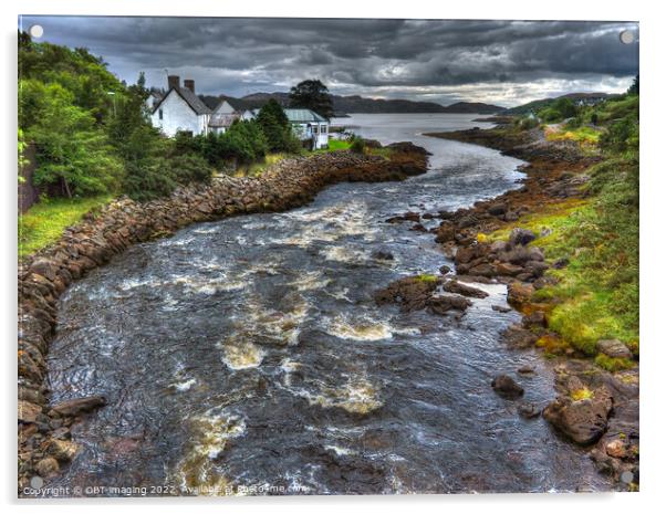 Lochinver River Inver Running To Loch Inver Acrylic by OBT imaging