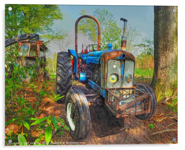 Tractor Blue Classic Ford Fordson Major 1960 Acrylic by OBT imaging