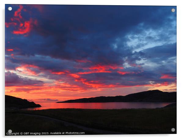 Achmelvich Bay Assynt Highland Scotland High Summer Sunset Acrylic by OBT imaging
