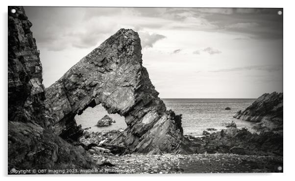 Needle Eye Rock Arch Tarlair MacDuff Aberdeenshire Acrylic by OBT imaging