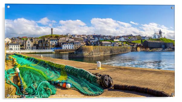 MacDuff Town Harbour Monument &Church Aberdeenshire Scotland   Acrylic by OBT imaging