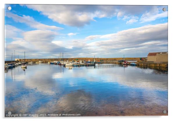 Hopeman Harbour Reflections Morayshire North East  Acrylic by OBT imaging