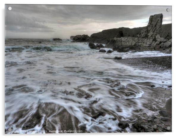 Sea Swirl Near Needle Eye Rock Macduff Scotland Acrylic by OBT imaging