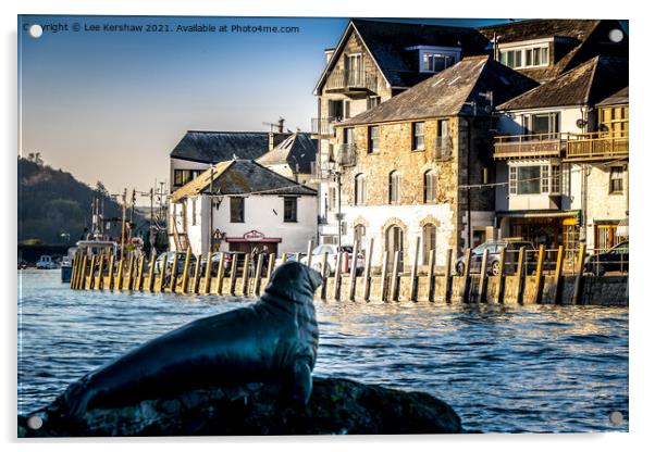 Nelson the Seal at Looe Acrylic by Lee Kershaw