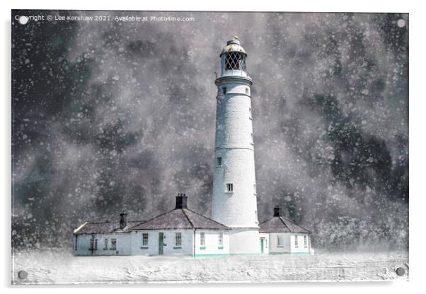 Nash Point Lighthouse - Snow Blizzard (Marcross) Acrylic by Lee Kershaw