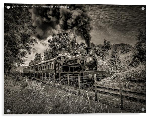 "Ascending Power: A Historic Steam Train Conquers  Acrylic by Lee Kershaw