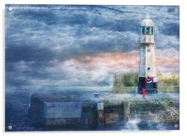 "Misty Morning at Mevagissey Lighthouse" Acrylic by Lee Kershaw
