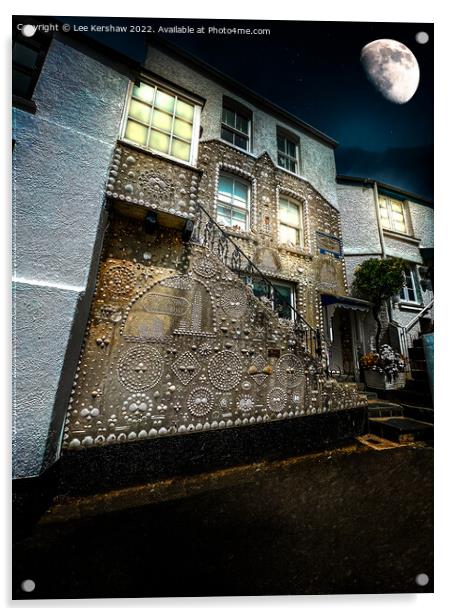 Enchanting Moonlit Shell House in Polperro Acrylic by Lee Kershaw