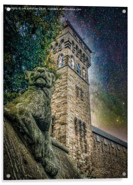 A Stone Statue Guards Cardiff Castle Acrylic by Lee Kershaw