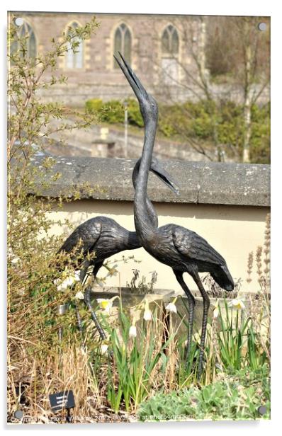 Heron Statue artwork Acrylic by Fiona Williams