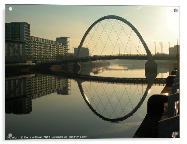 Clyde Arc and Glasgow Clyde at sunrise Acrylic by Fiona Williams