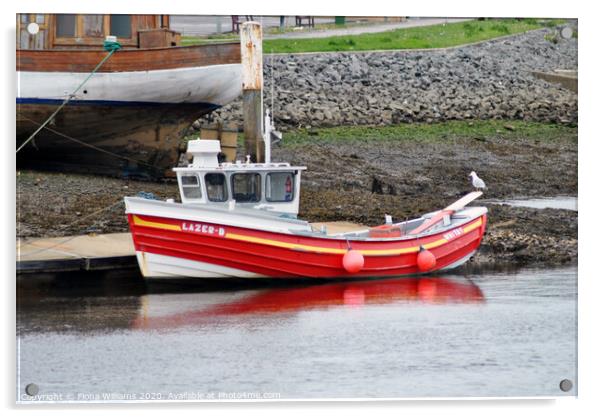 Orange boat at Whitby harbour Acrylic by Fiona Williams