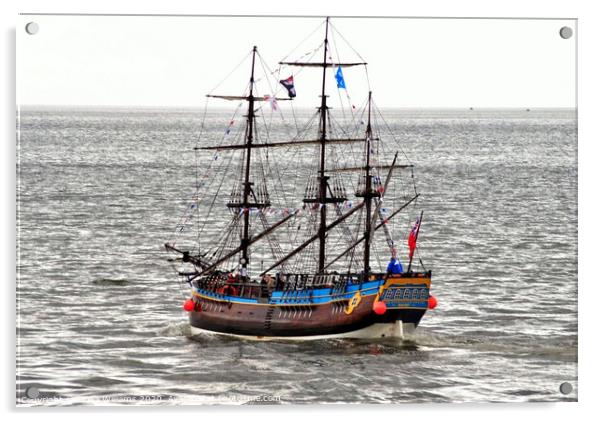 Pirate Sailing ship Acrylic by Fiona Williams