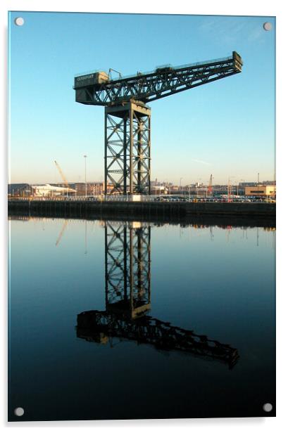 Clydeport crane at sunrise Acrylic by Fiona Williams