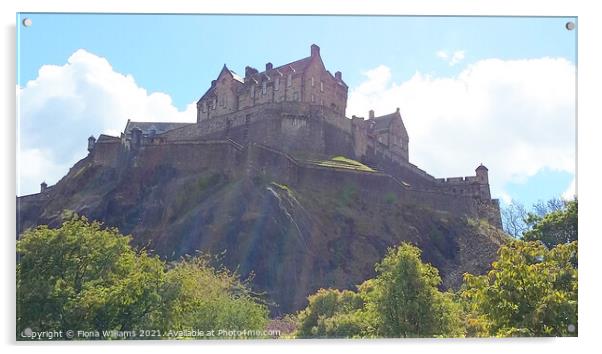 Edinburgh Castle on the rockface Acrylic by Fiona Williams