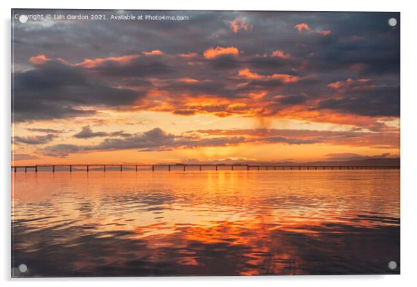 Gorgeous Sunset over the Tay Rail Bridge Dundee Scotland Acrylic by Iain Gordon