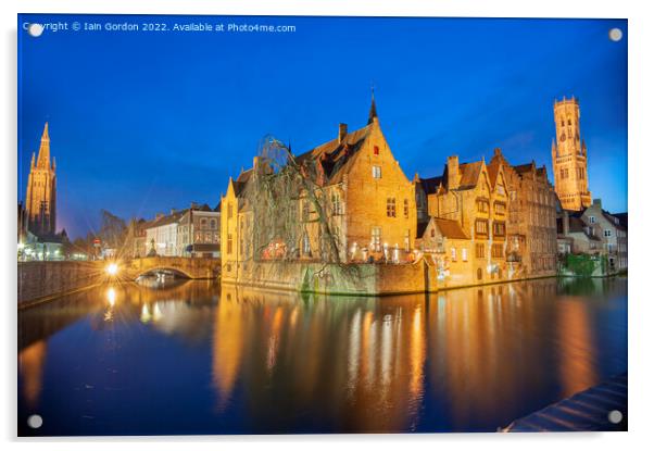Rozenhoedkaai Bruges Belgium Acrylic by Iain Gordon