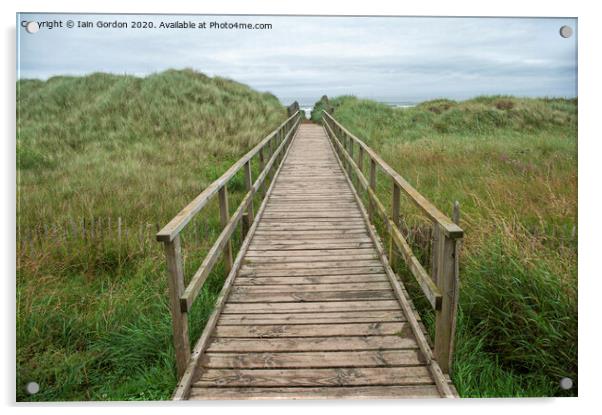 Walkway to West Sands Beach  - St Andrews  Acrylic by Iain Gordon