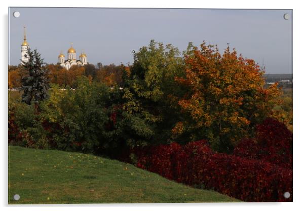 Beautiful autumn panorama, landscape, top view, Acrylic by Karina Osipova