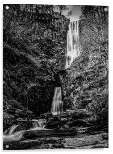 Llanrhaeadr Ym Mochnant Waterfall Acrylic by Roger Foulkes
