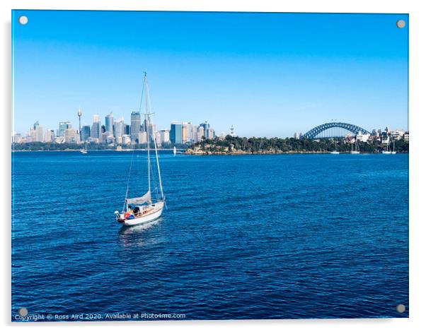 Yacht in Sydney Harbour Acrylic by Ross Aird