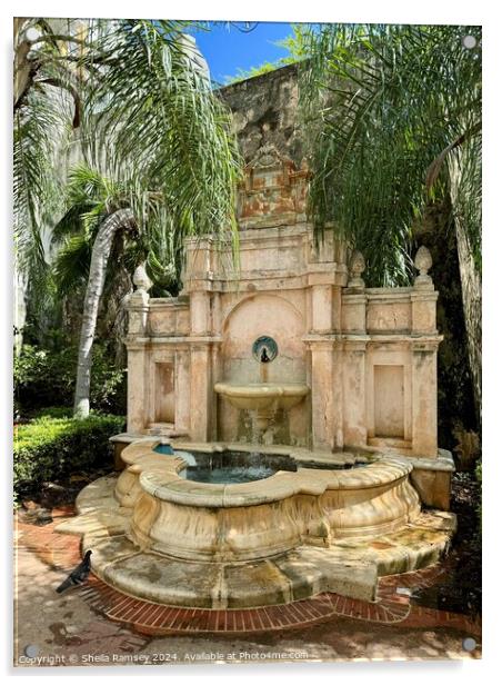 Water Fountain Old San Juan Acrylic by Sheila Ramsey