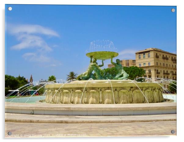 Triton Fountain Valletta Acrylic by Sheila Ramsey