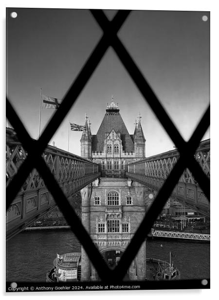 Tower bridge through a window  Acrylic by Anthony Goehler