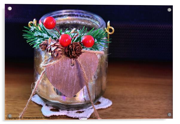 Beautiful Christmas candle holder Acrylic by Adrianna Bielobradek