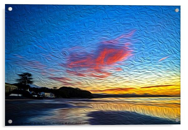 Sunrise over Saundersfoot Acrylic by Rhodri Phillips