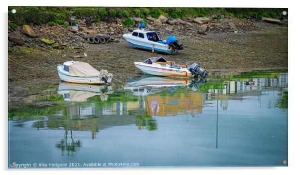 Fishermen's boats, River Hayle, Cornwall, England Acrylic by Rika Hodgson