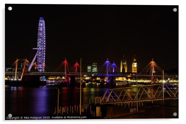 Purple London Eye, London Acrylic by Rika Hodgson