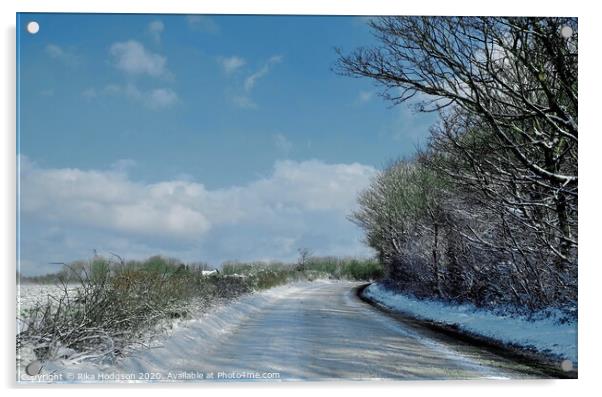 Winters day, Horsedowns Road, Cornwall Acrylic by Rika Hodgson
