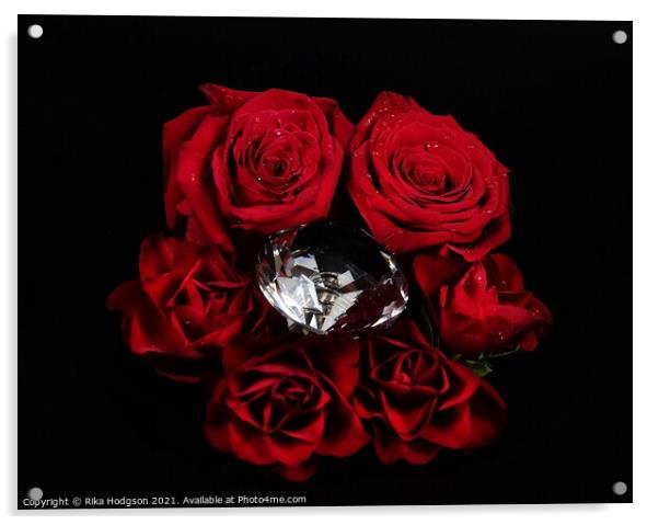 Red Roses and Diamonds  Acrylic by Rika Hodgson