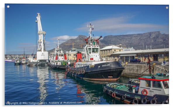 Boats in Cape Town Harbour, South Africa Acrylic by Rika Hodgson