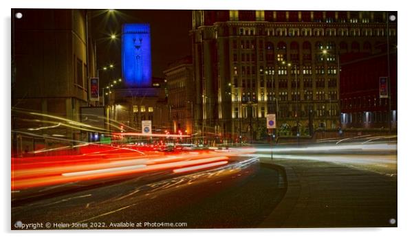 Liverpool city lights  Acrylic by Helen Jones