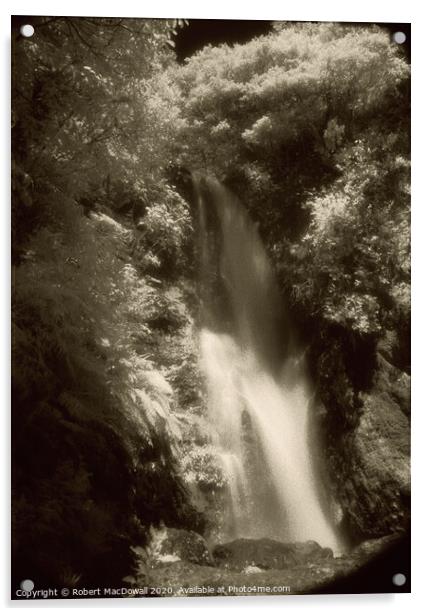 Te Wairoa Waterfall in infrared Acrylic by Robert MacDowall